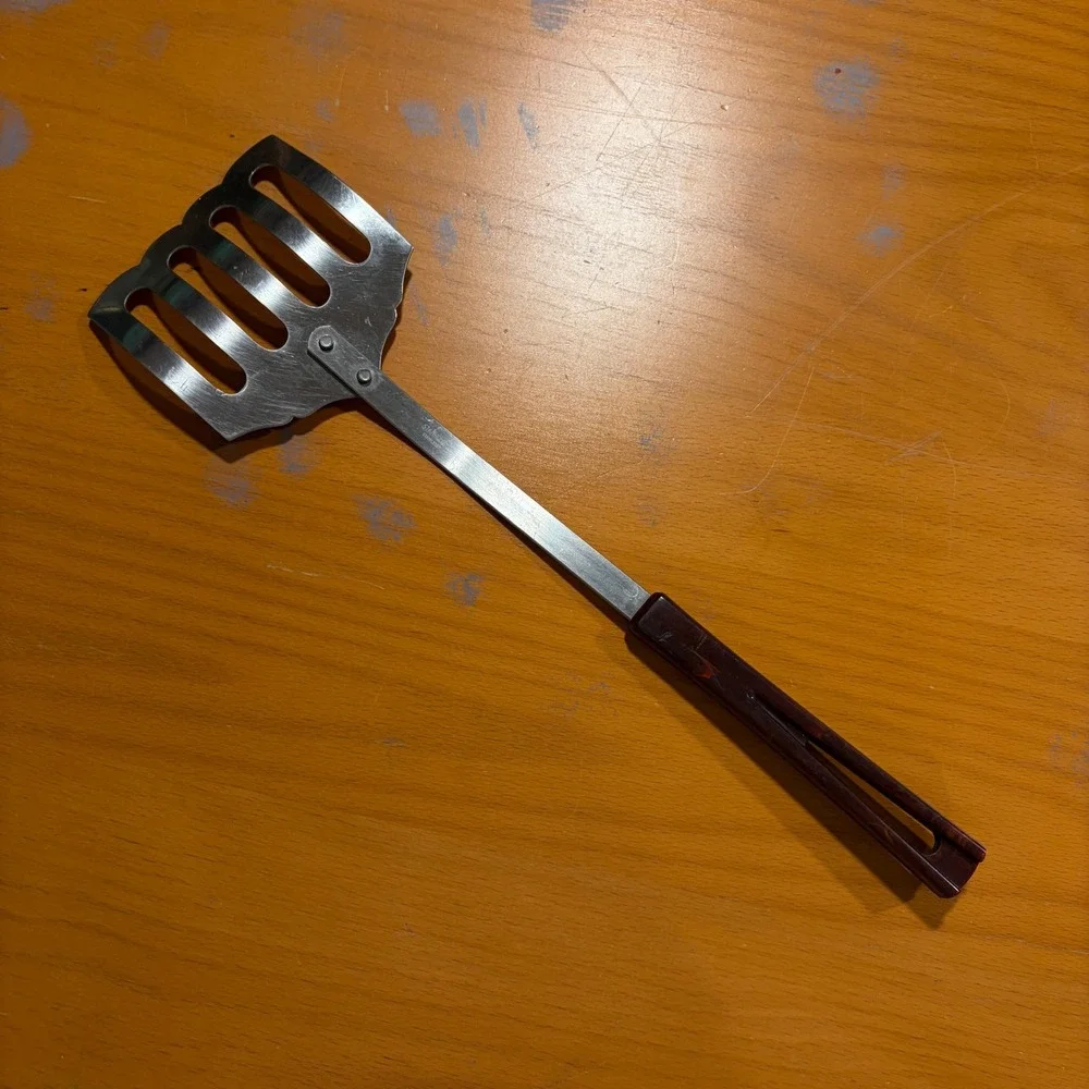 Vintage EUC Stanhome‎ Stainless Steel Slotted Spatula Turner Bakelite Handle 13